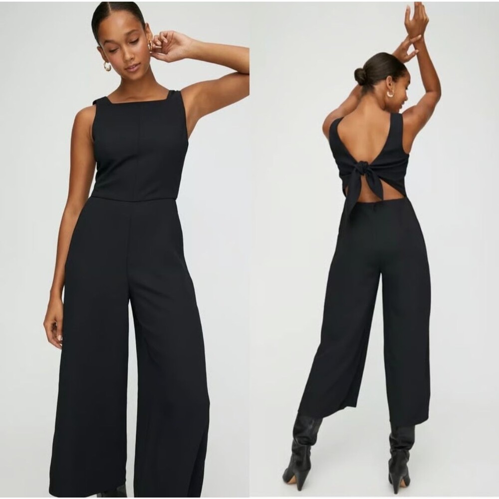 Aritzia Wilfred Ecoulement Jumpsuit  Black Wide Leg 2 Clean Girl Boho Minimalist